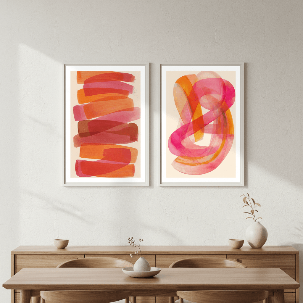 Sunset Blush Set of 2 Abstract Wall Art wall - art - picture - poster