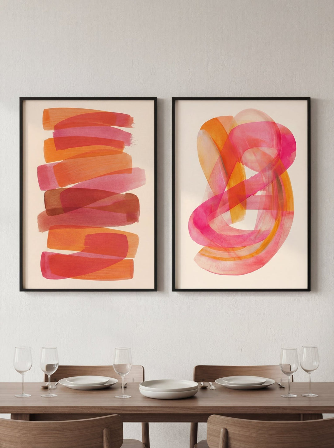 Sunset Blush Set of 2 Abstract Wall Art wall - art - picture - poster