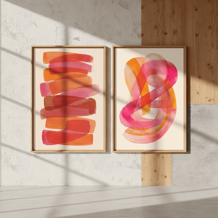 Sunset Blush Set of 2 Abstract Wall Art wall - art - picture - poster