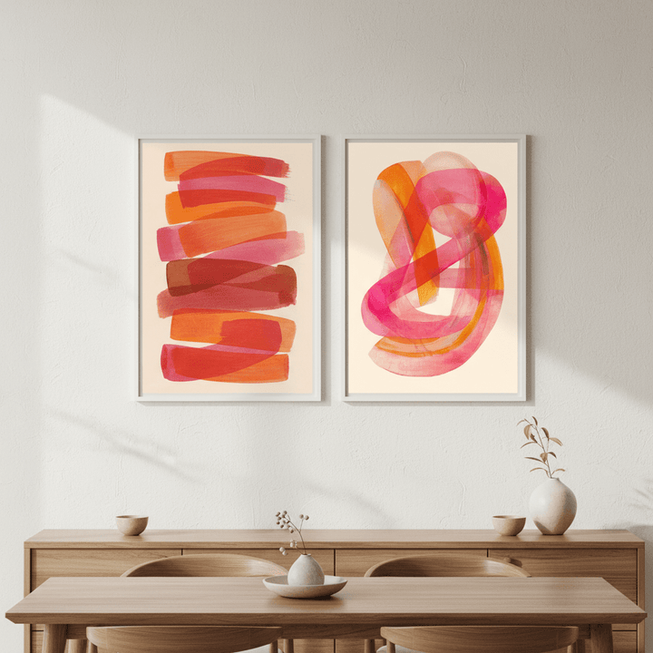Sunset Blush Set of 2 Abstract Wall Art wall - art - picture - poster