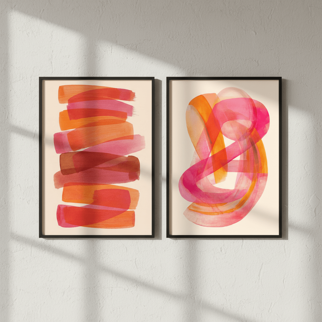Sunset Blush Set of 2 Abstract Wall Art wall - art - picture - poster