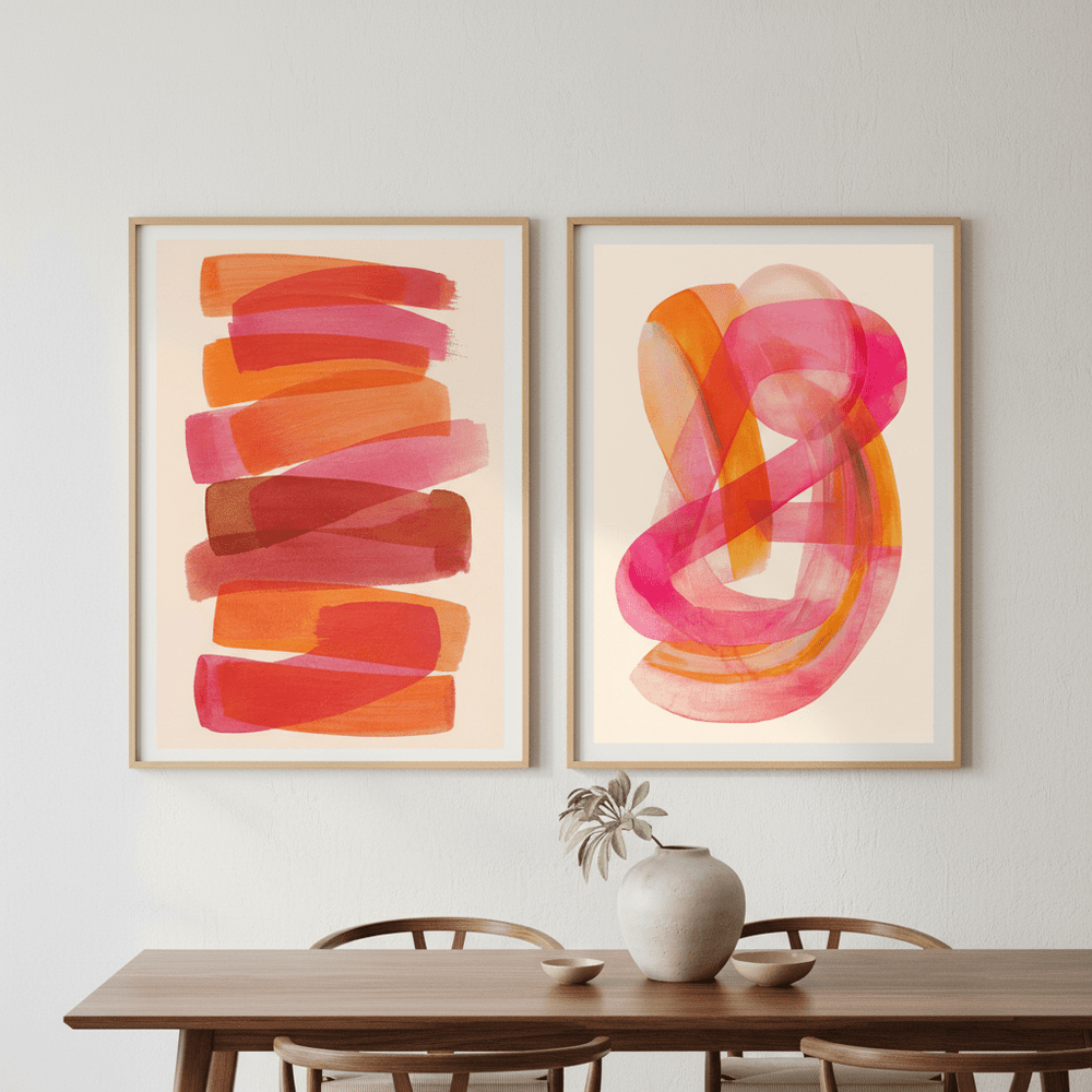 Sunset Blush Set of 2 Abstract Wall Art wall - art - picture - poster