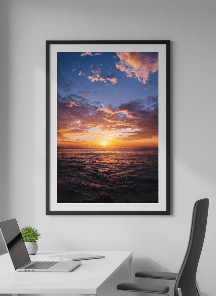 Contemporary wall art featured in a bright modern office workspace