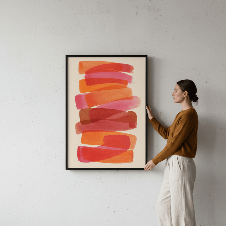 Sunset Stacks Abstract Orange Lines Wall Art wall - art - picture - poster