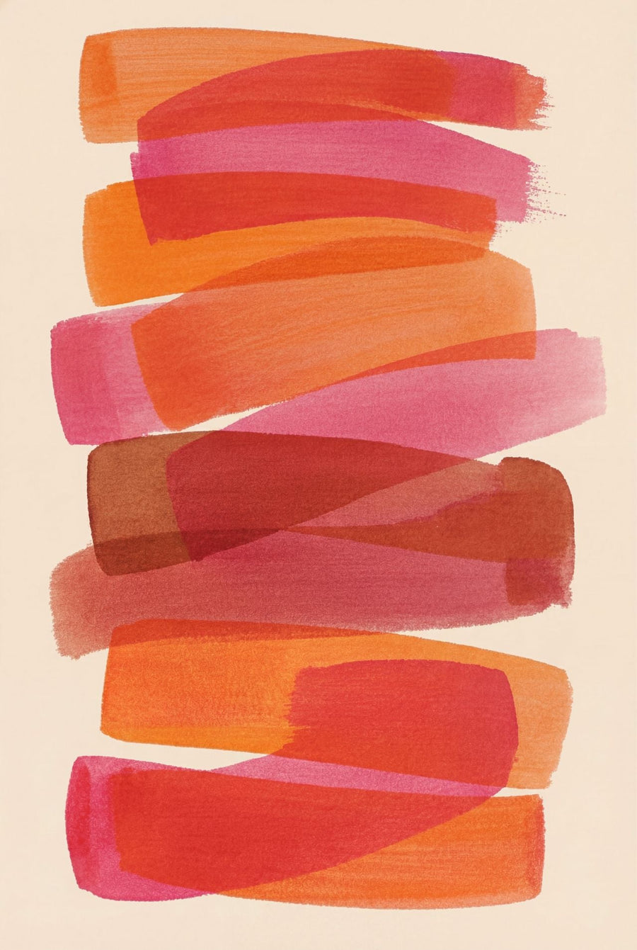 Sunset Stacks Abstract Orange Lines Wall Art