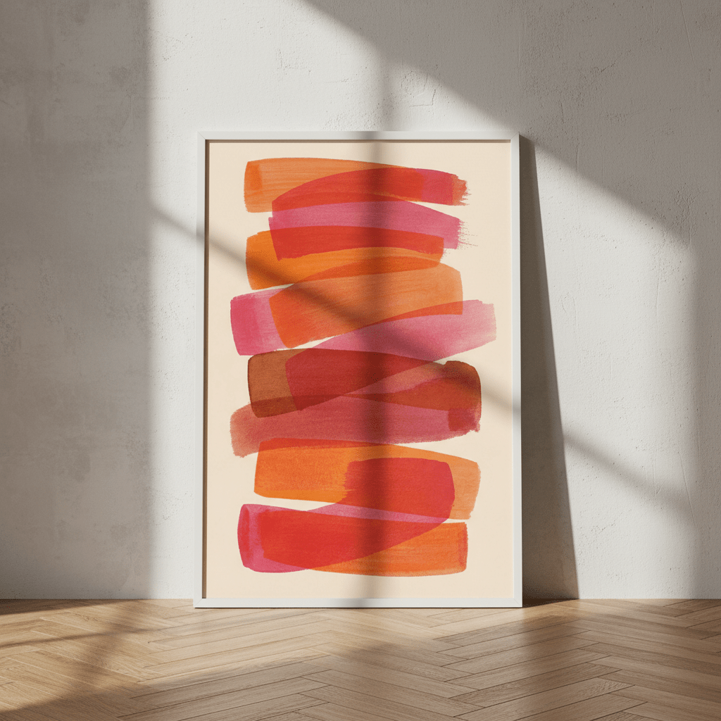 Sunset Stacks Abstract Orange Lines Wall Art wall - art - picture - poster