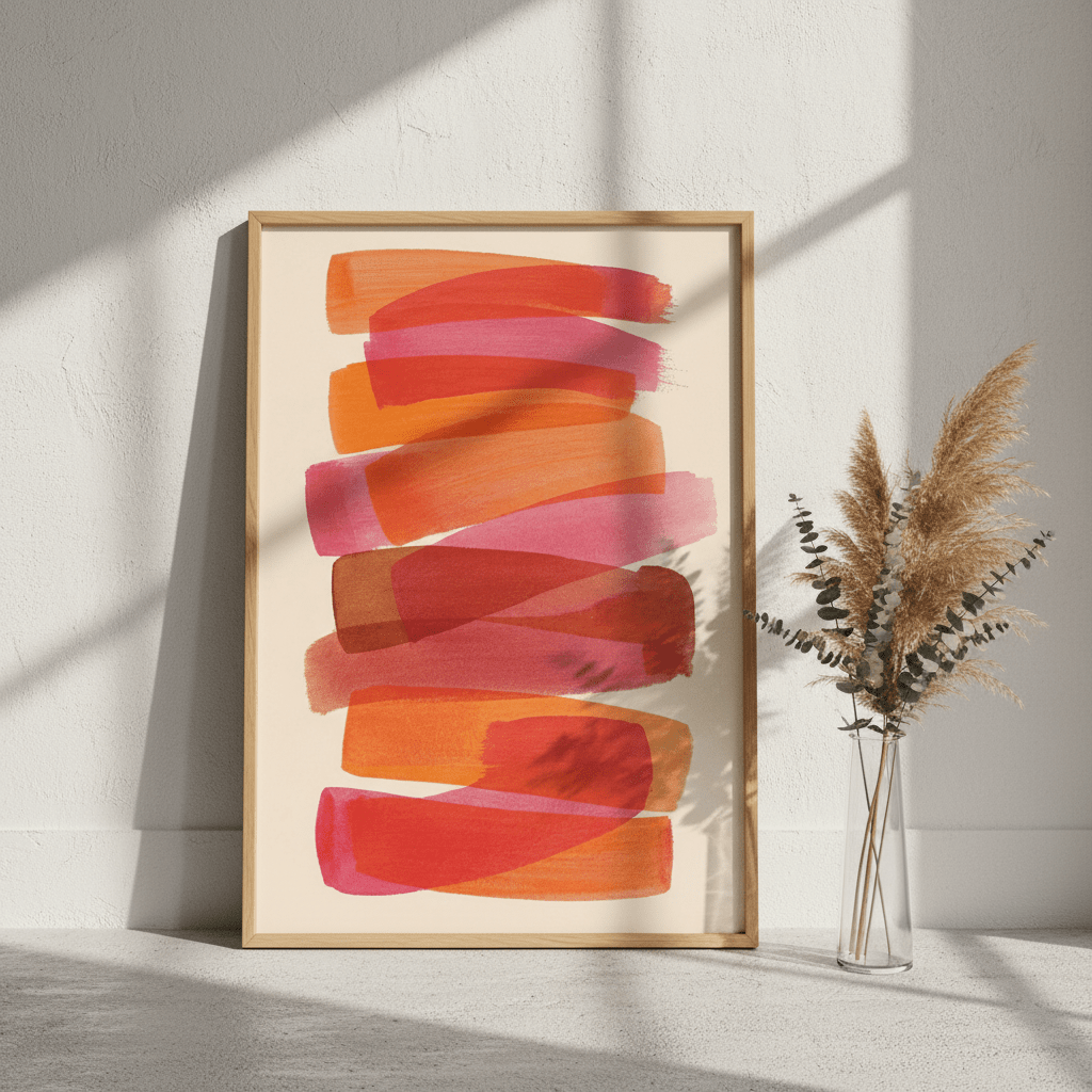 Sunset Stacks Abstract Orange Lines Wall Art wall - art - picture - poster
