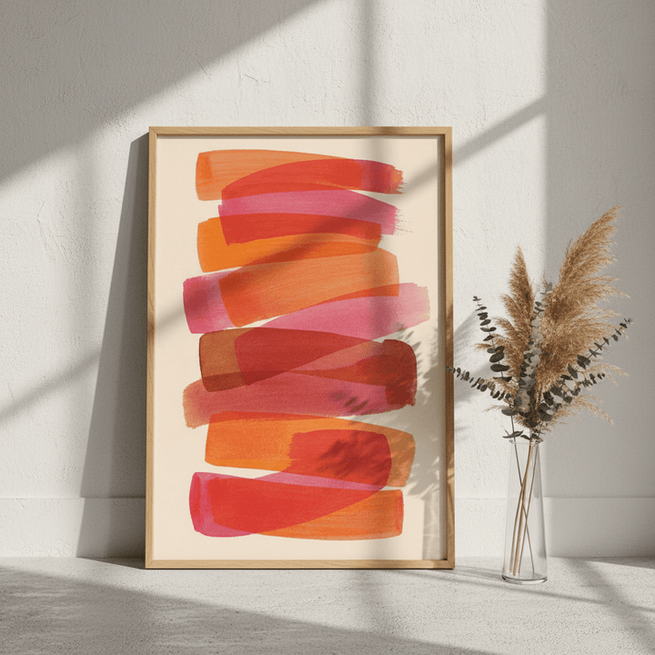 Sunset Stacks Abstract Orange Lines Wall Art wall - art - picture - poster