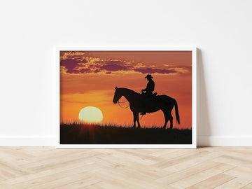 Sunset Wrangler Cowboy wall - art - picture - poster