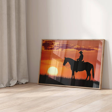 Sunset Wrangler Cowboy wall - art - picture - poster