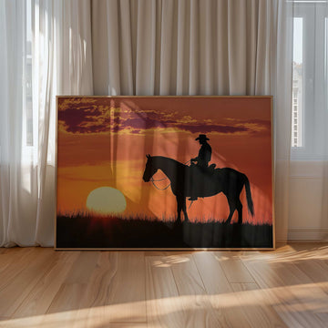 Sunset Wrangler Cowboy wall - art - picture - poster