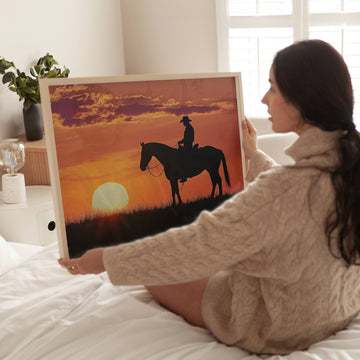 Sunset Wrangler Cowboy wall - art - picture - poster