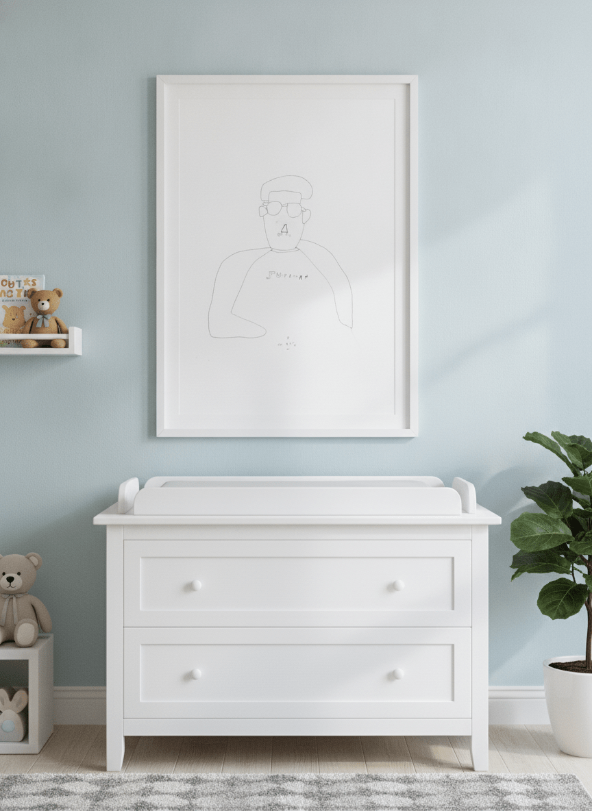 Soft neutral wall art styled in a serene nursery with pastel tones