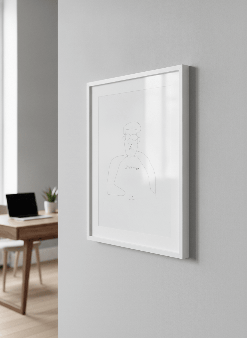 Contemporary wall art featured in a bright modern office workspace
