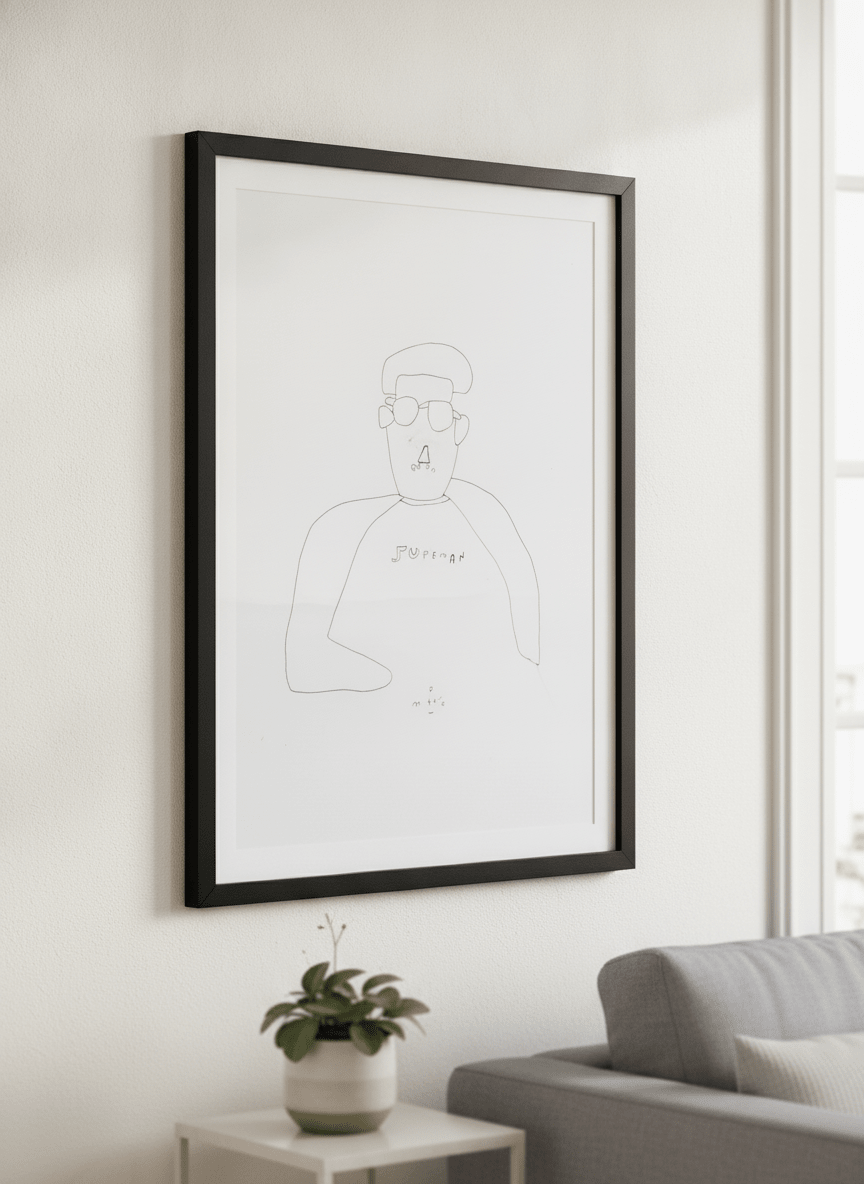 Modern wall art styled above a sofa in a neutral living room