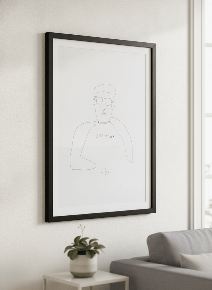 Modern wall art styled above a sofa in a neutral living room