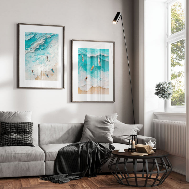 Surf Beach Painting Illustration Set of 2 - Style My Wall