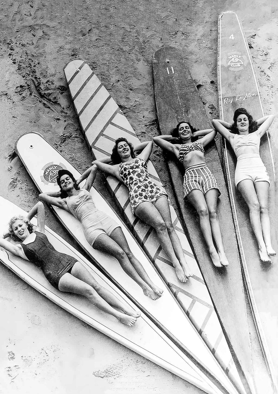 Surfer Girls Vintage Photograph Wall Art