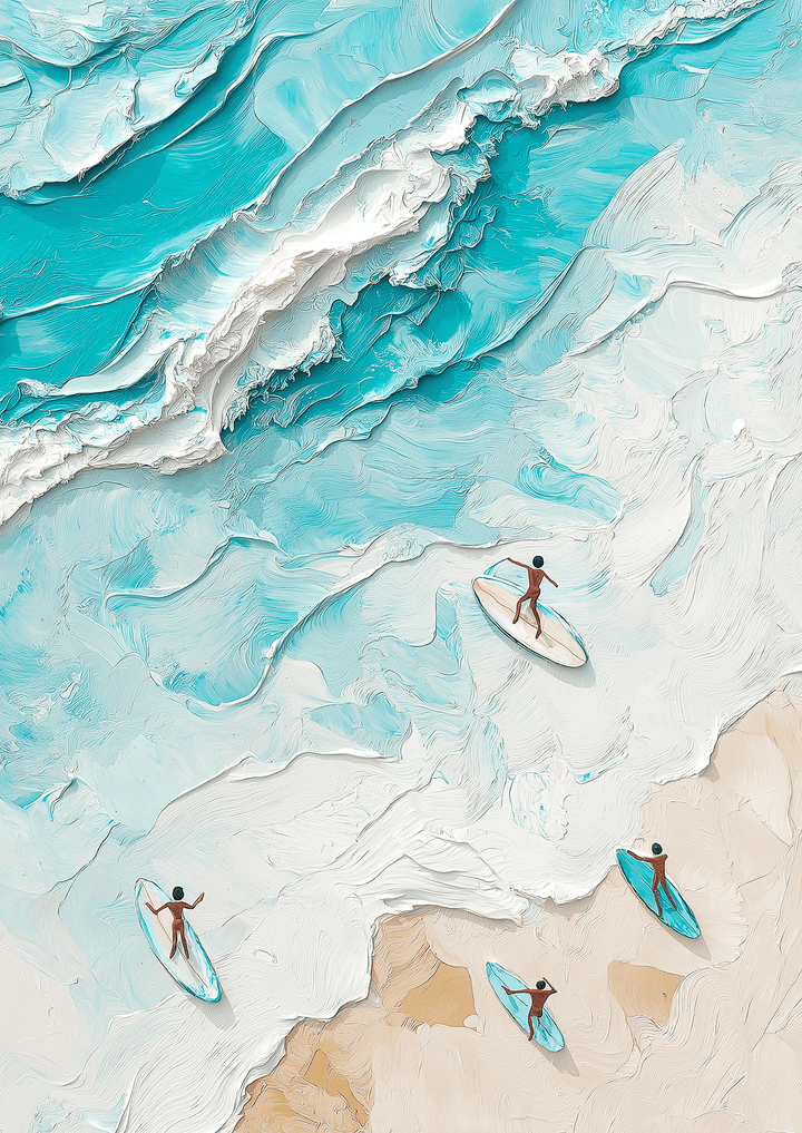 Surfing Beach Textured Effect Art - Style My Wall