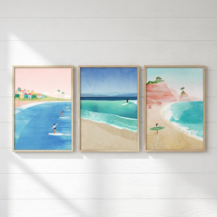Surfing Holiday Trio Abstract Paintings by Henry Rivers wall - art - picture - poster