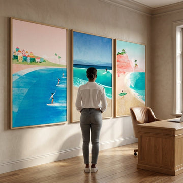 Surfing Holiday Trio Abstract Paintings by Henry Rivers wall - art - picture - poster