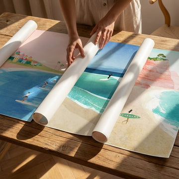 Surfing Holiday Trio Abstract Paintings by Henry Rivers wall - art - picture - poster