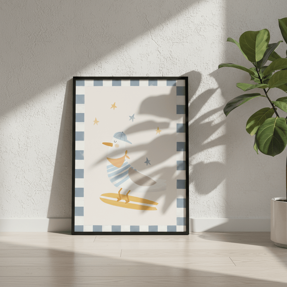 Surfing Seagull by Menina Lisboa wall - art - picture - poster