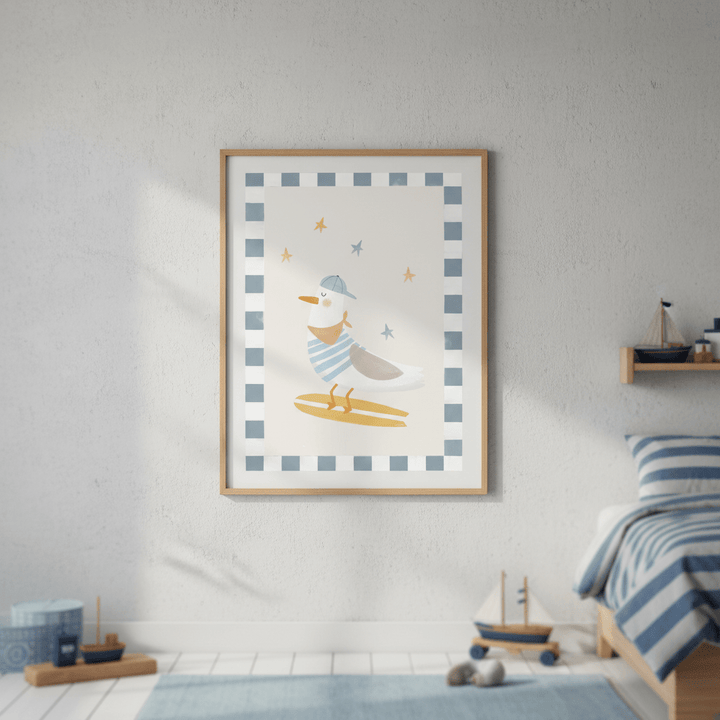 Surfing Seagull by Menina Lisboa wall - art - picture - poster