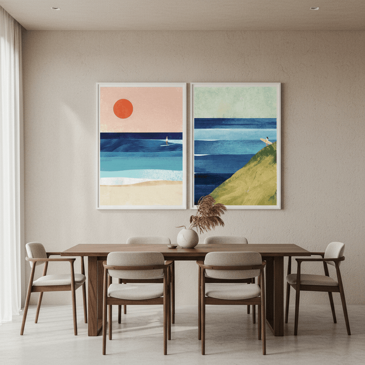 Surfs Up Abstract Painting Print Pair by Henry Rivers wall - art - picture - poster