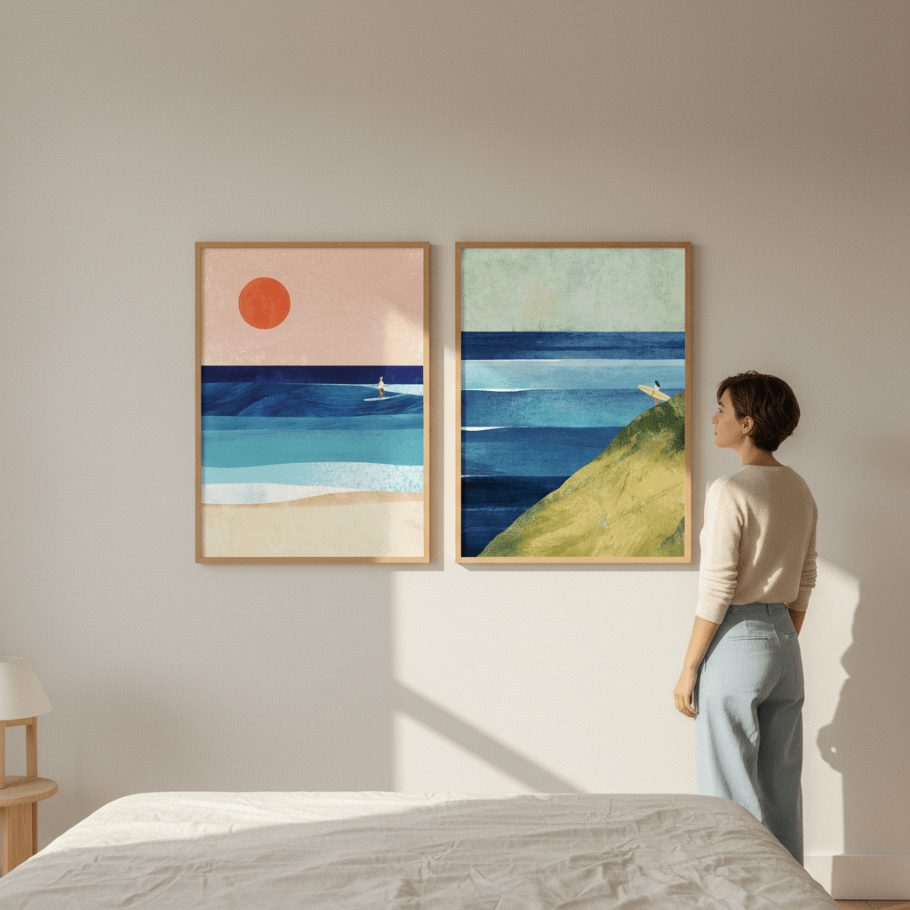 Surfs Up Abstract Painting Print Pair by Henry Rivers wall - art - picture - poster