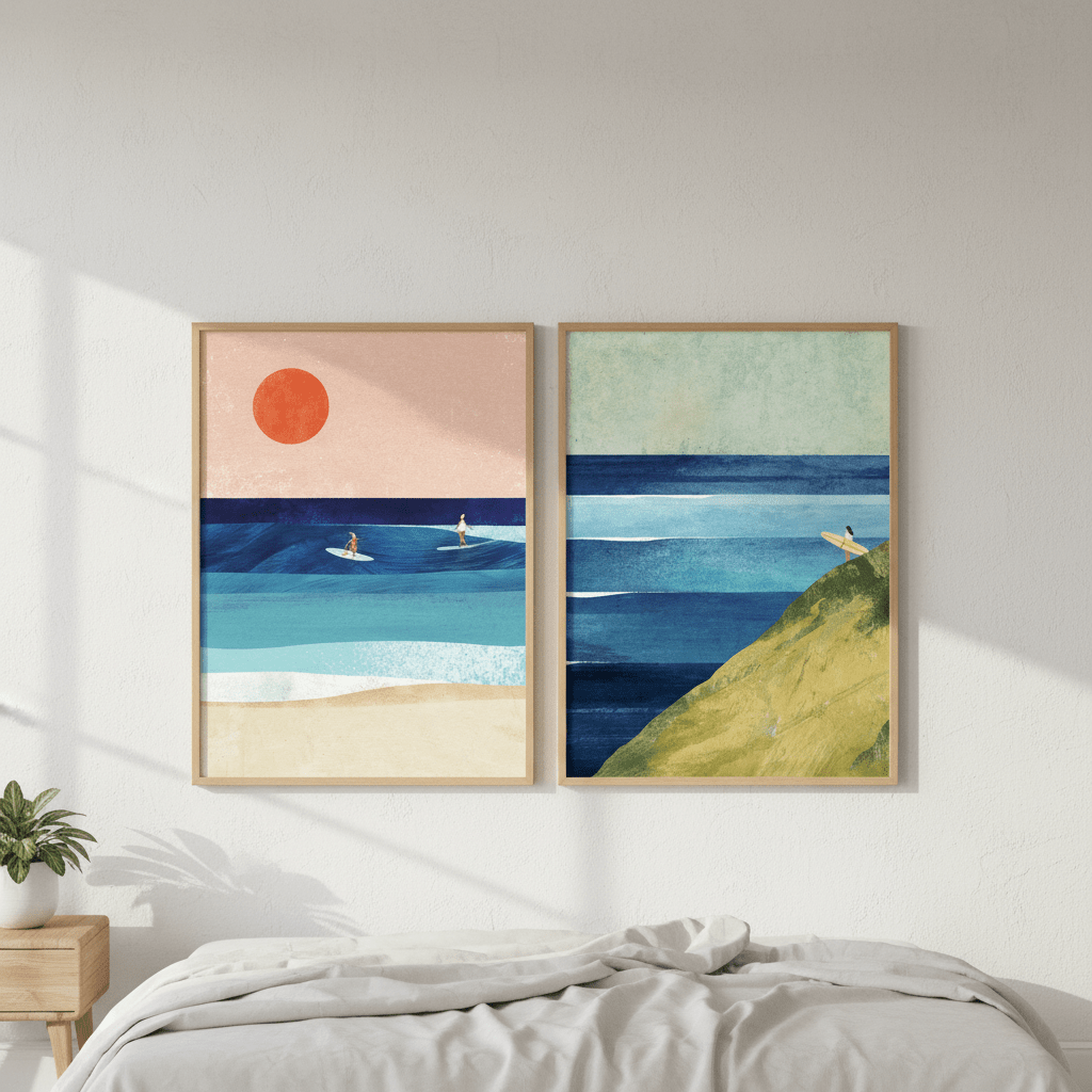 Surfs Up Abstract Painting Print Pair by Henry Rivers wall - art - picture - poster