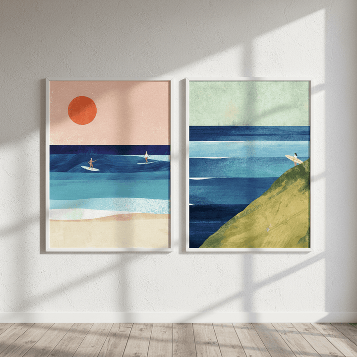 Surfs Up Abstract Painting Print Pair by Henry Rivers wall - art - picture - poster