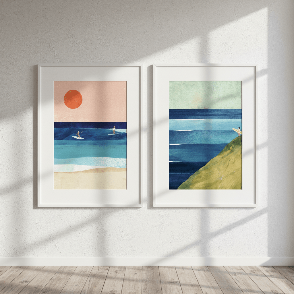 Surfs Up Abstract Painting Print Pair by Henry Rivers wall - art - picture - poster