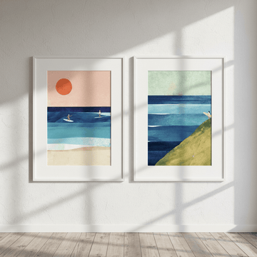Surfs Up Abstract Painting Print Pair by Henry Rivers wall - art - picture - poster