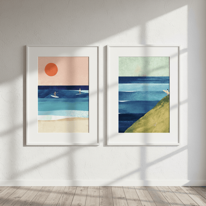 Surfs Up Abstract Painting Print Pair by Henry Rivers wall - art - picture - poster