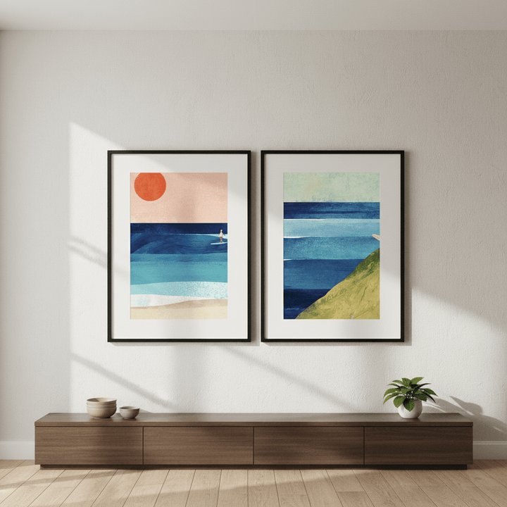 Surfs Up Abstract Painting Print Pair by Henry Rivers wall - art - picture - poster