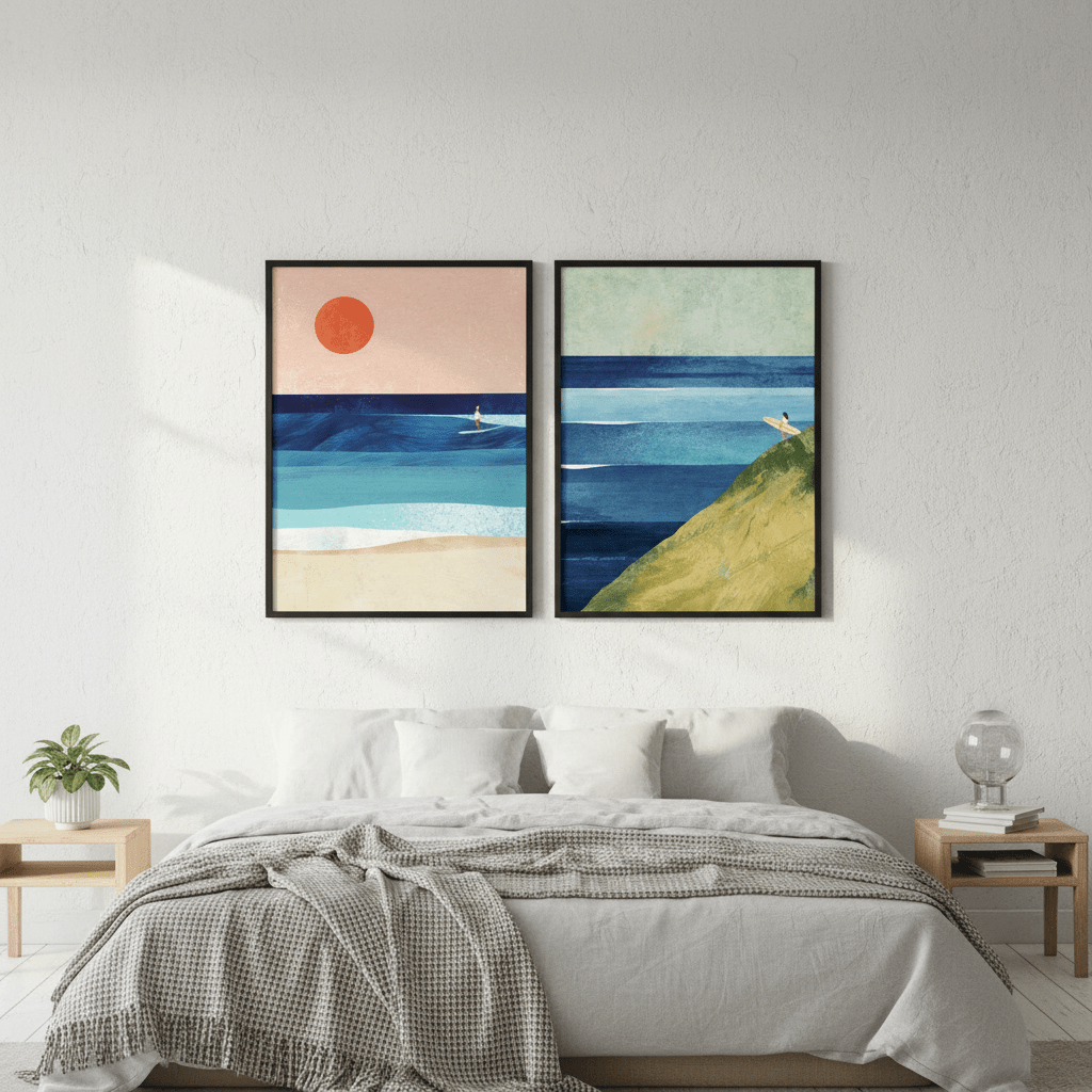 Surfs Up Abstract Painting Print Pair by Henry Rivers wall - art - picture - poster