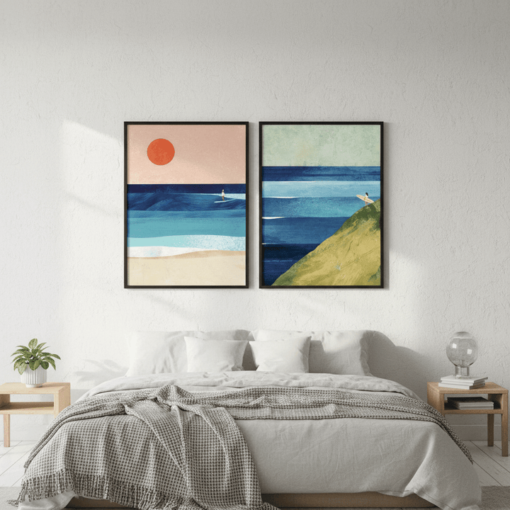 Surfs Up Abstract Painting Print Pair by Henry Rivers wall - art - picture - poster