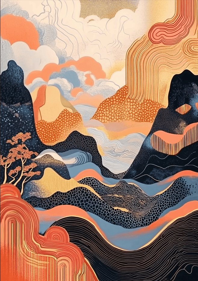 Surreal Japanese Volcano Dreams | Art & Canvas Print