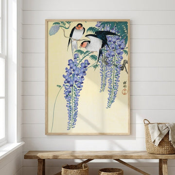 Swallows and Wisteria by Ohara Koson wall - art - picture - poster