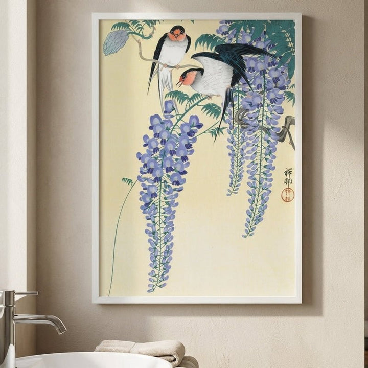 Swallows and Wisteria by Ohara Koson wall - art - picture - poster