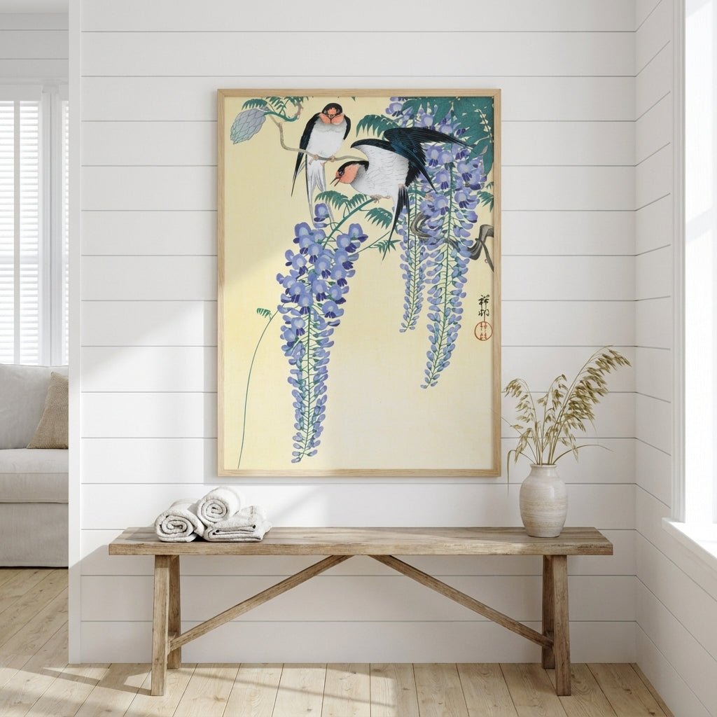 Swallows and Wisteria by Ohara Koson wall - art - picture - poster