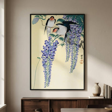 Swallows and Wisteria by Ohara Koson wall - art - picture - poster