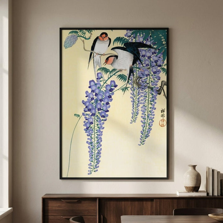 Swallows and Wisteria by Ohara Koson wall - art - picture - poster