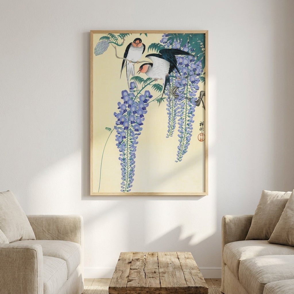 Swallows and Wisteria by Ohara Koson wall - art - picture - poster