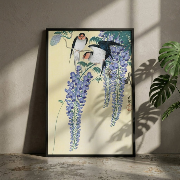 Swallows and Wisteria by Ohara Koson wall - art - picture - poster