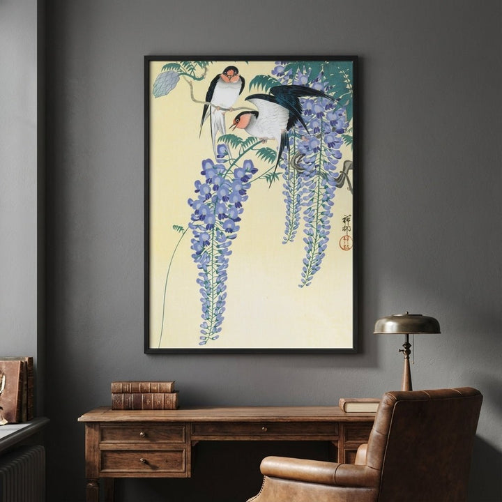 Swallows and Wisteria by Ohara Koson wall - art - picture - poster