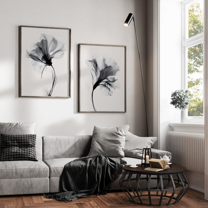 Swan Flower Set of 2 Abstract Prints wall - art - picture - poster