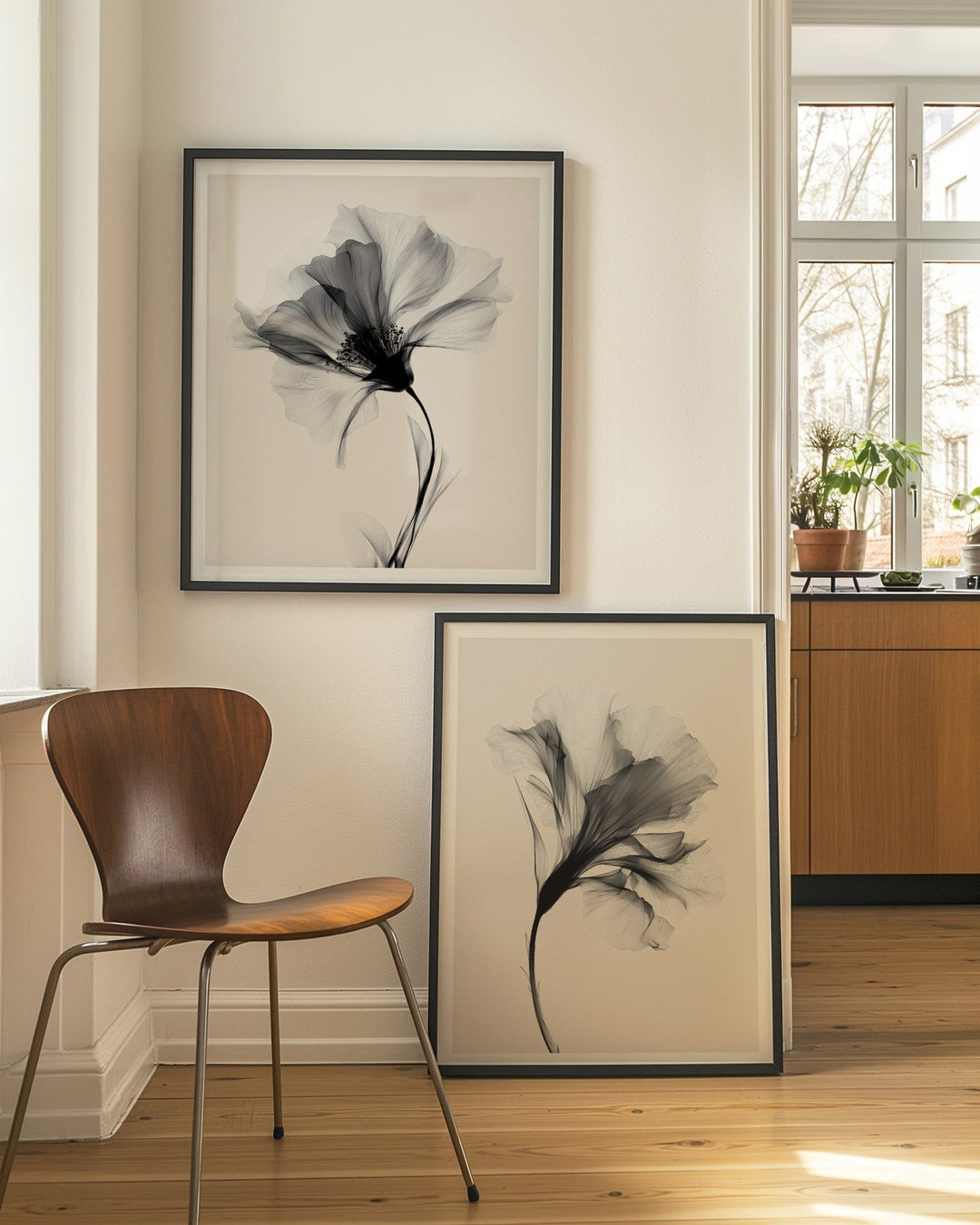 Swan Flower Set of 2 Abstract Prints wall - art - picture - poster