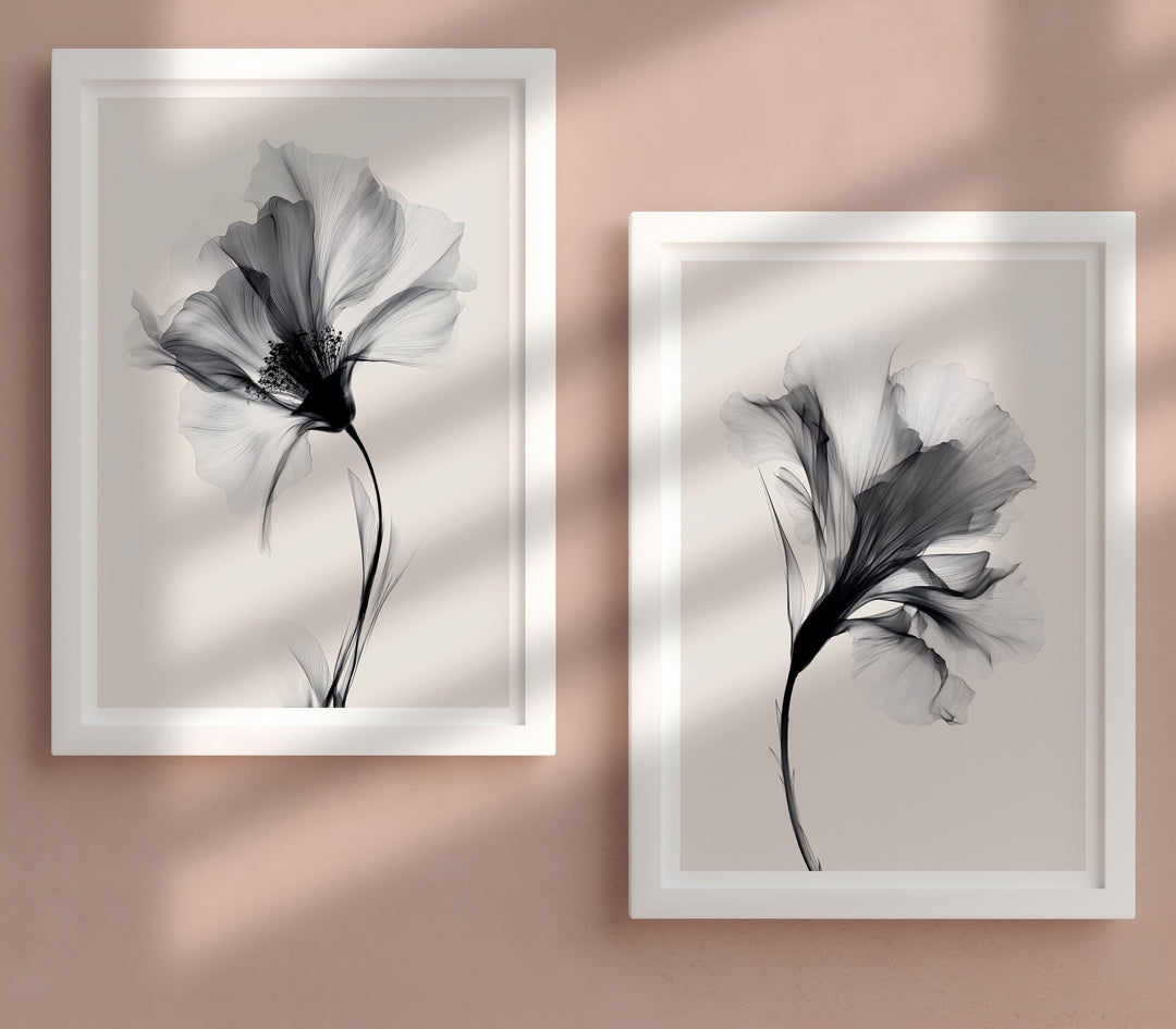 Swan Flower Set of 2 Abstract Prints wall - art - picture - poster